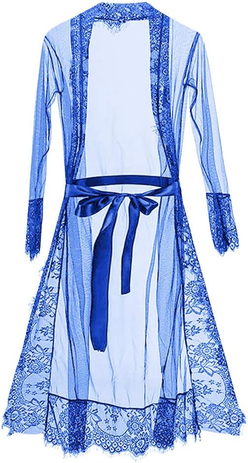 Happiness 8899 Wocharm Womens Sexy Elegant Lace Robe Nightwear Night Dressing Perspective Robe