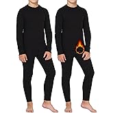 Dalavch 2 Sets Youth Boys Thermal Base Layer Long Johns Compression Leggings and Shirts Fleece Lined Underwear for Kids Girls