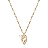 Fettero Animal Necklaces for Women Gold Plated Necklace Butterfly Bird Cat Elephant Snake Bull Pendant Necklace Dainty Chain 14K Gold Plated Minimalist Simple Cute Jewelry