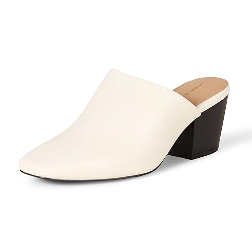 Amazon Essentials Women's Square Toe Mule, Off-white, 5.5
