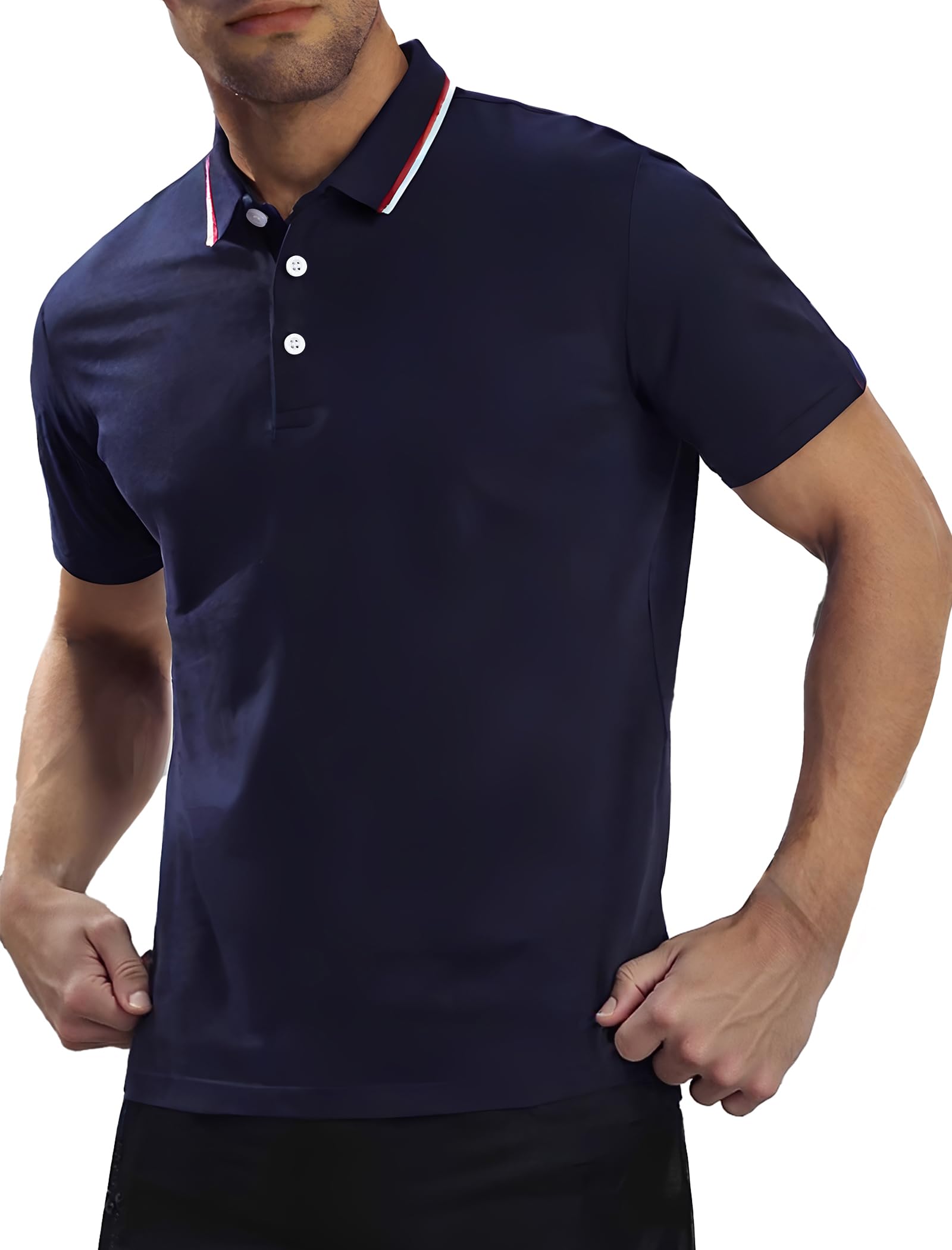 Photo 1 of *****Factory seal*****

MagnaMan Slim Fit Short Sleeve Polo Shirts for Men - Cotton, Business Casual Stretch Shirt, Breathable Golf & Office Wear Navy