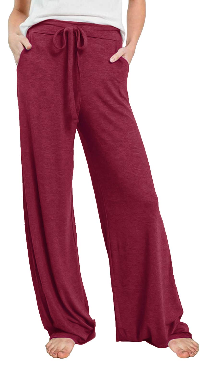 Women's Casual Pajamas Pants Drawstring Stretchy Loose Baggy Long Lounge Pants with Pockets