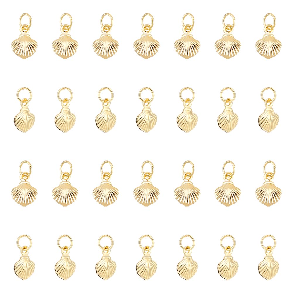 UNICRAFTALE 40Pcs Shell Charms Real 18K Gold Plated Brass Charms Ocean Pendant Sea Animal Charms Summer Metal Charms SeaShell Charms for Necklace Bracelet Earring Jewelry Making