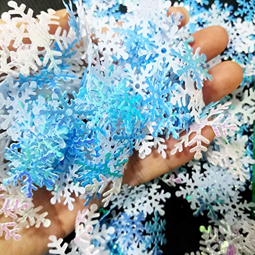 1600 Piece Christmas Snowflake Confetti White Blue Sequin Snowflake Confetti for Birthday Party Wedding Christmas Party Decoration - Thumbnail 3
