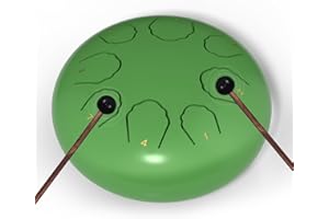 MENGBEI Professional Steel Tongue Drum for Adults & Kids - 6 inch Hand Percussion Instrument Rain Drum with 8 Notes for Yoga, Meditation, Music Therapy & Concerts Play (Bean green, 6 Inch)