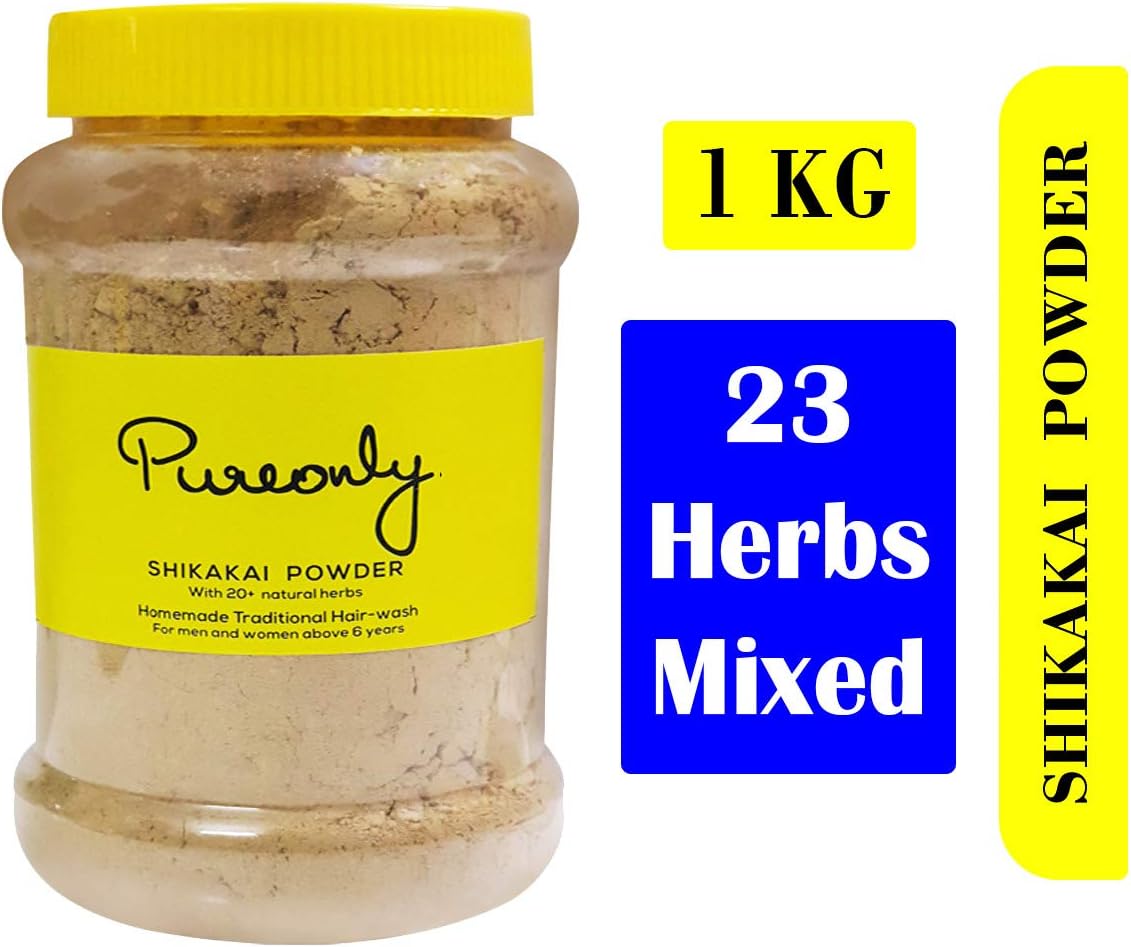 PureOnly Homemade Shikakai Powder added with 20 herbs NO FOAM 1 KG (Pack of 1)