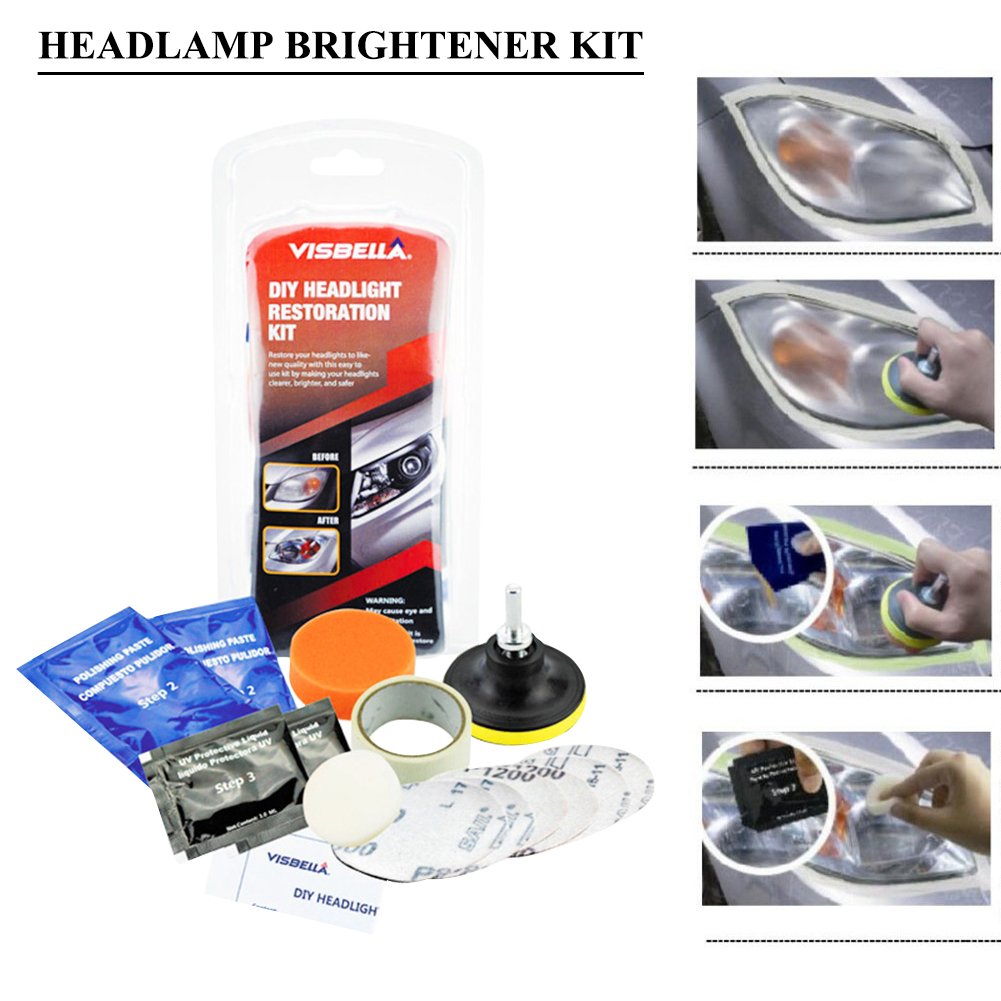 Car Headlamp Brightener Kit, Lampshade Scratch Polishing Tools Headlight Repair Coating