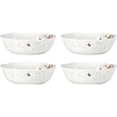 Lenox Butterfly Meadow Porcelain 4-Piece Soup Bowl Set for 4, 32oz | dishwasher safe | kitchen and dining essential | 32oz capacity, 7.75 inch diameter | 2.25 inch, gift for women