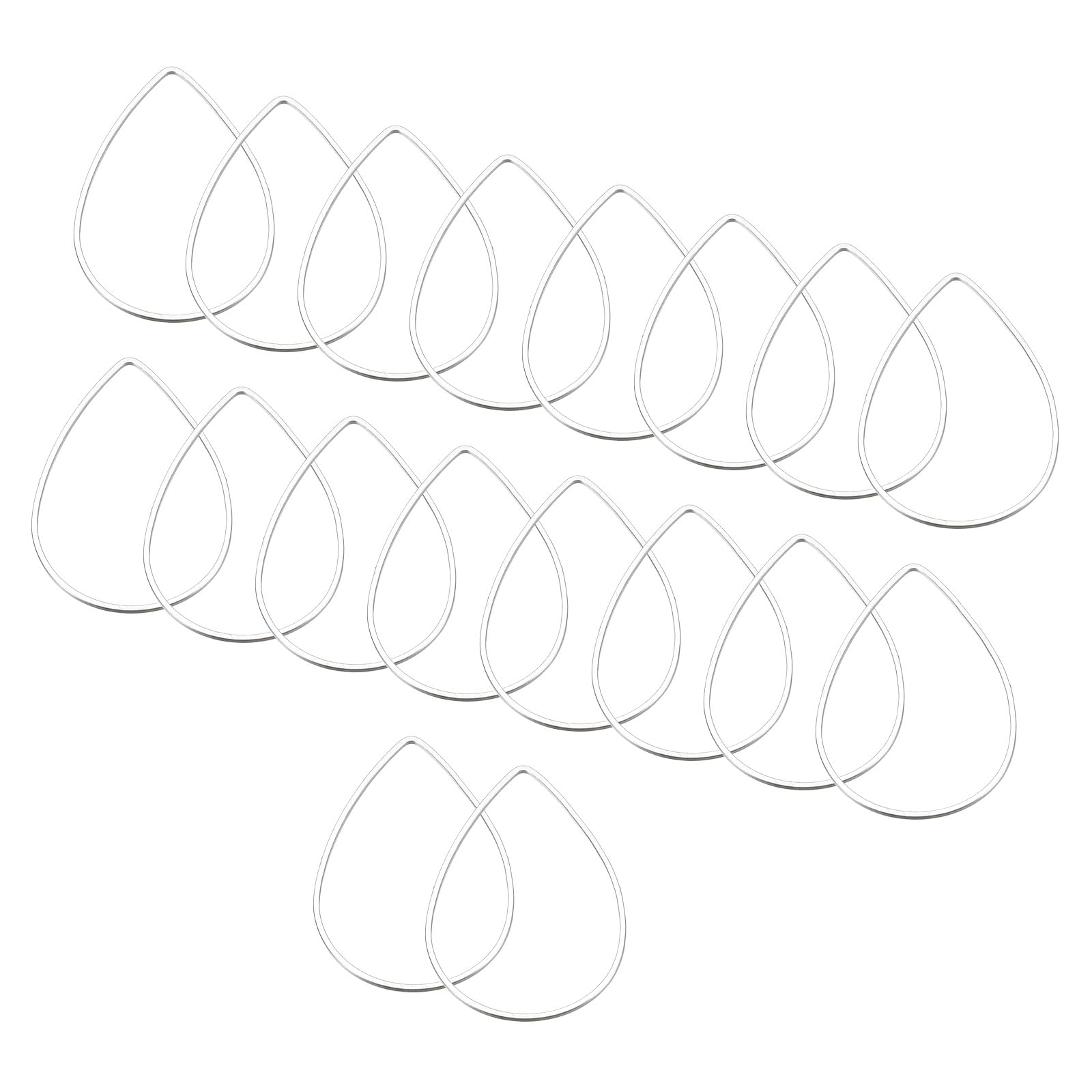 PATIKIL Beading Hoop Earrings, 30 Pcs Teardrop Beading Findings Copper Hoop Earring for DIY Crafts Making Earring Necklace Making(32x22mm, Silver)