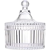 YILUSHENGHUA Colorful Glass Jar With Lid,Multi-Purpose Storage Container for Candy,Cookies,Candle,Jewelry Box | Empty Bathroom Vanity Office Organizer,Home Decor(Clear)