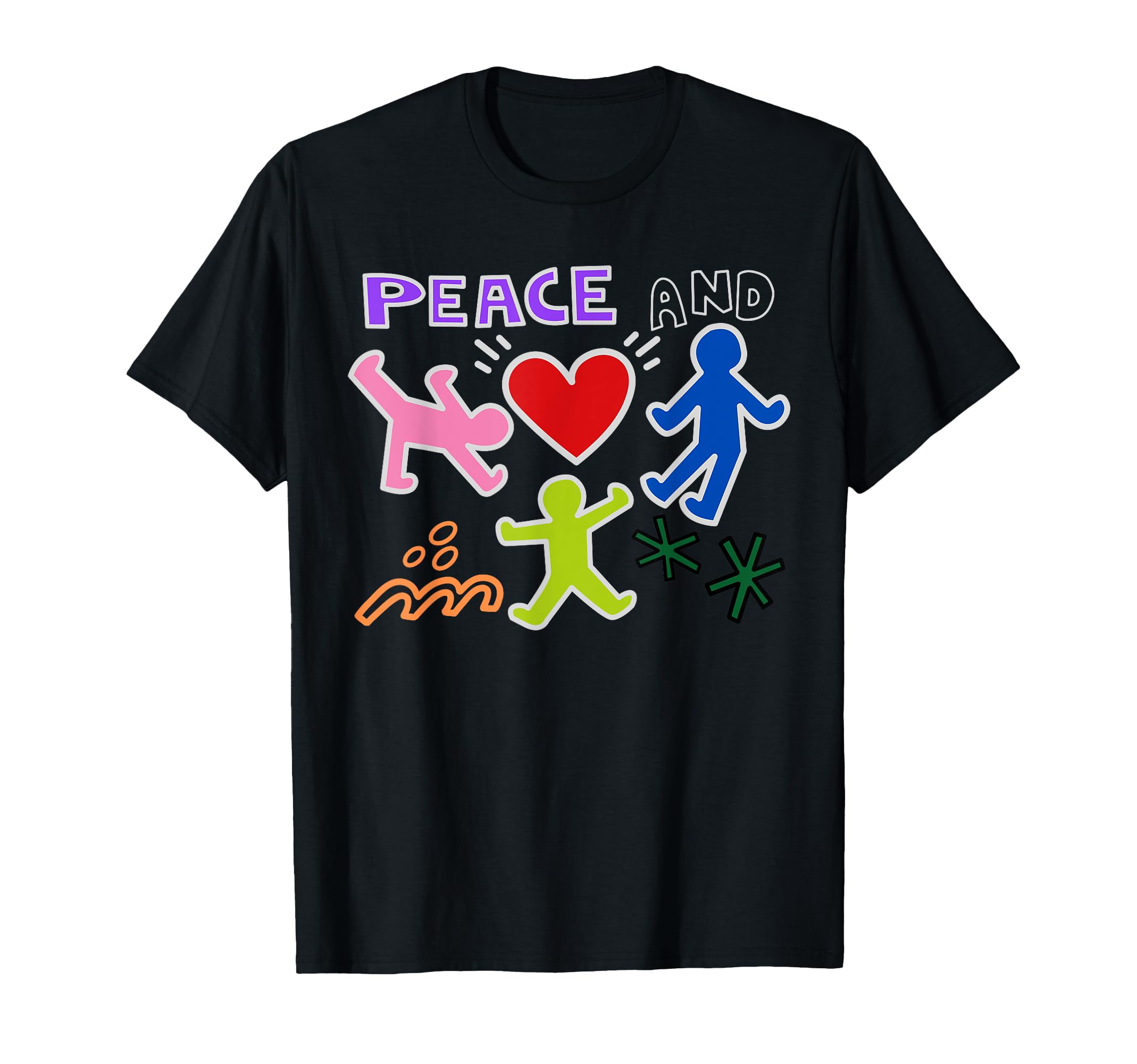 Photo 1 of  PURPLE SHIRT Keith Graffiti Peace and Love Art, Bold Bright Cartoon Gift T-Shirt
