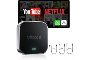 OTTOCAST E2 Magic CarPlay Box 3-in-1 Wireless CarPlay Adapter for iPhone & Android Auto with YouTube Netflix TikTok+,Plug & P
