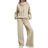 AUTOMET Lounge Sets for Women Sweatsuits 2 Piece Outfits 2025 Fall Drawstring Sweatshirt Wide Leg Sweatpants Tracksuit