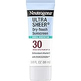 Neutrogena Ultra Sheer Dry-Touch Mineral Sunscreen For Face & Body, SPF 30 Broad-Spectrum UVA/UVB Protection, Titanium Dioxid