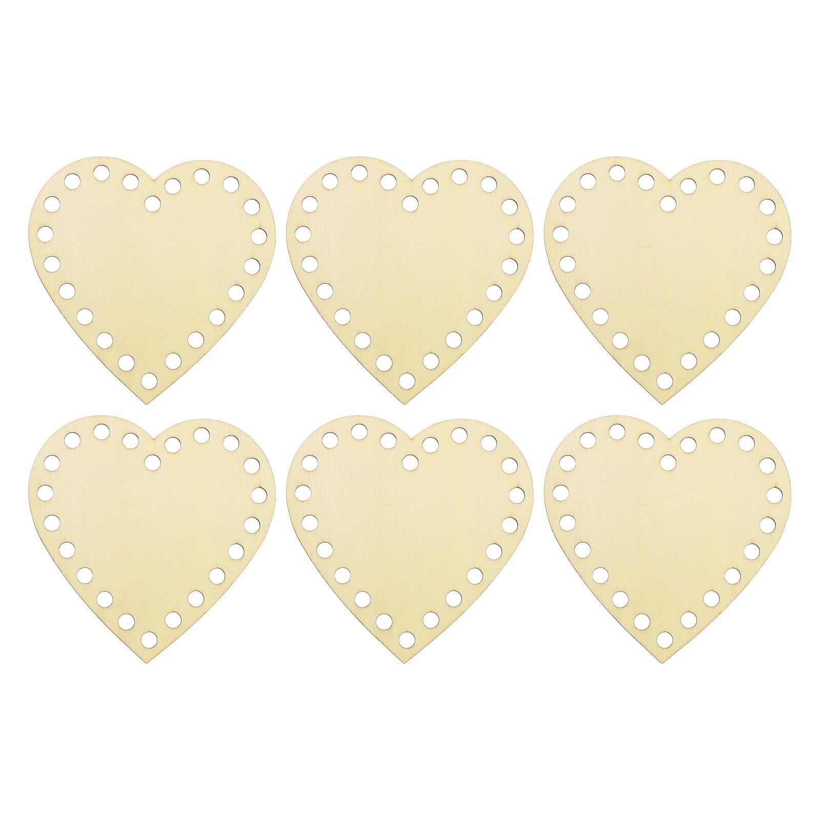 PATIKIL 4" x 4" Crochet Basket Bottom, 6Pcs Heart Shape Blank Crochet Knitting Wooden Base for DIY Craft Weaving Basket Making Supplies Home Decoration