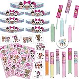LOL Surprise Wearable Party Favor Pack for 12 with 16 LOL Tiaras, 16 Tattoos, 12 Stickers, 14 Lipgloss and Birthday Pin by Another Dream