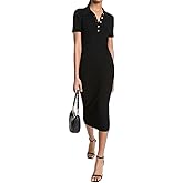 Michael Kors Womens Short Sleeve Midi Polo Dress