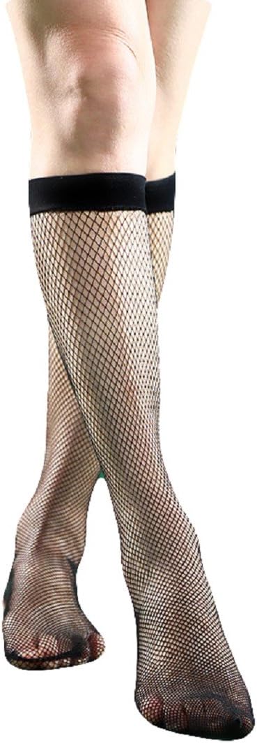 YABINA Lace Mesh Sheer Socks Ankle High Ruffle Fishnet Socks