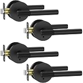 Asidrama 4 Pack Matte Black Privacy Interior Door Handles | Thumb-Turn Privacy Lock,Fits 1-3/8"-1-3/4" Doors,Adj. 2-3/8"-2-3/4" Latch,Heavy-duty Zinc,Easy DIY Setup