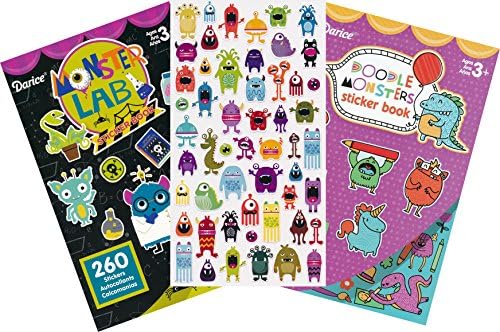 Friendly Doodle Monsters Assorted Sticker Books for Kids - 3 Books and over 400 Stickers