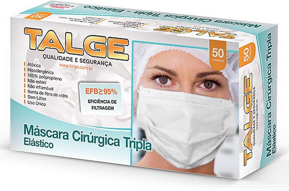 Talge Surgical Disposable Face Masks with Elastic Ear Loop 3 Ply 95% BFE Breathable and Comfortable for Blocking Dust Air Pollution Protection Pack of 50