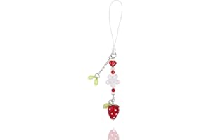 DLYFNVEV Cute Glass Strawberry Phone Charm Delicate Y2K Kpop Aesthetic Charm For Phone Bag Keychain Airpods Camera