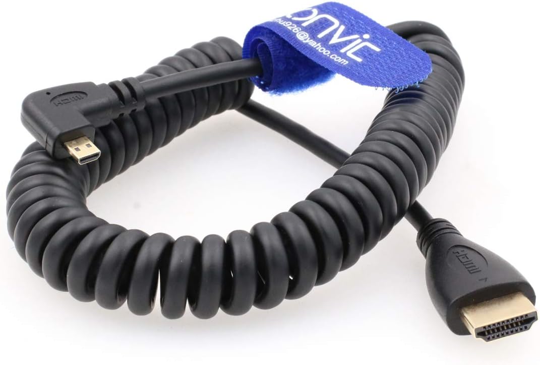 Eonvic Right angled HD-108 Mini HDMI to HDMI Male Cable for Sony CX7 / Sony SR7E Camera, Black