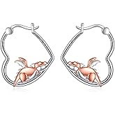 YFN Animal Earrings Sterling Silver Animal Heart Hoop Dangle Earrings Cute Jewelry Gifts for Women
