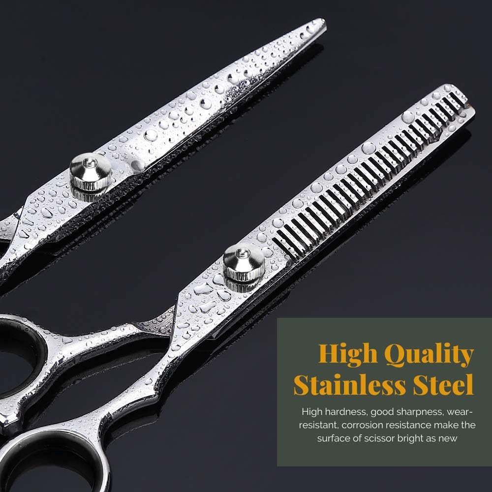 Jetika Hair Cutting Scissors Thinning Shears Kit 11-piece Men Women Professional Hairdressing Texturizing Scissors Set Tool Stainless Steel with Razor Grooming Comb Haircut Cape Home Salon Barber 6.5": Home Improvement