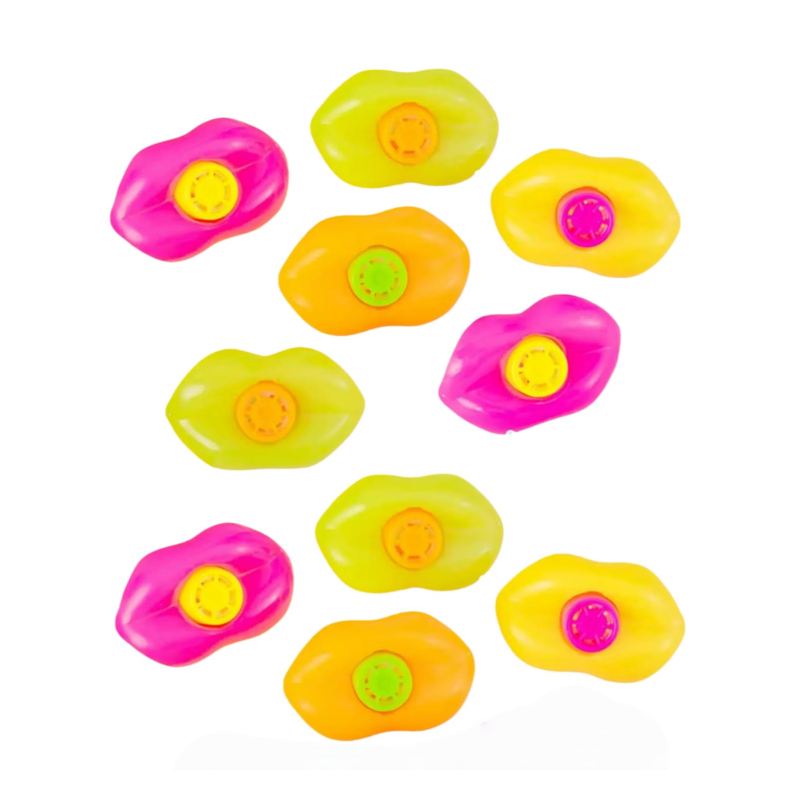 10PCS Random Color Plastic Lip Shaped Whistles Blowing Lip Whistles Loud Crisp Sound Whistle Noisemakers for Party Favors Noisemakers