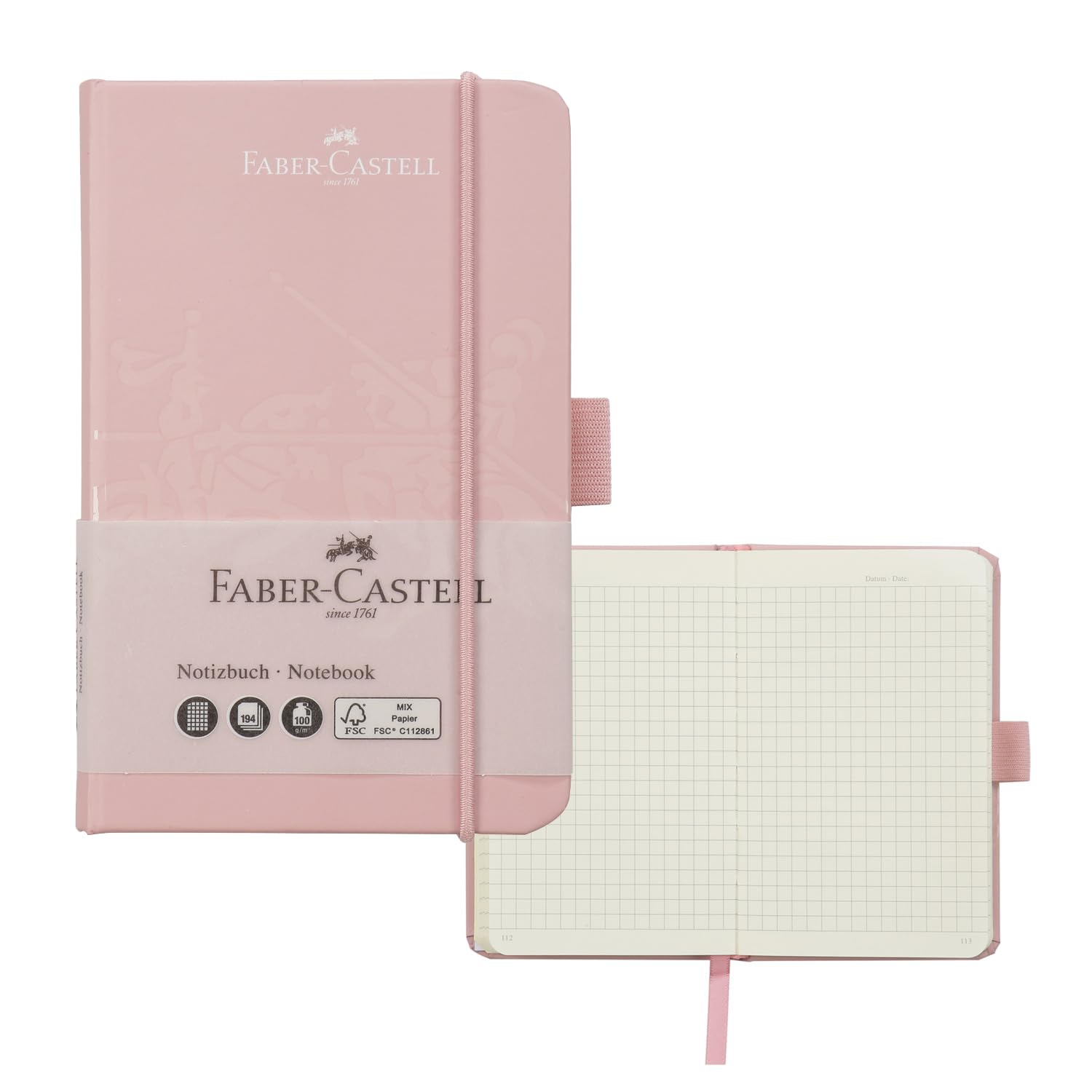 Faber-Castell 27828 Notebook DIN A6, 90 x 140 mm, Paper Quality 100 g/m², FSC Mix, Rose Shadows, Pack of 1