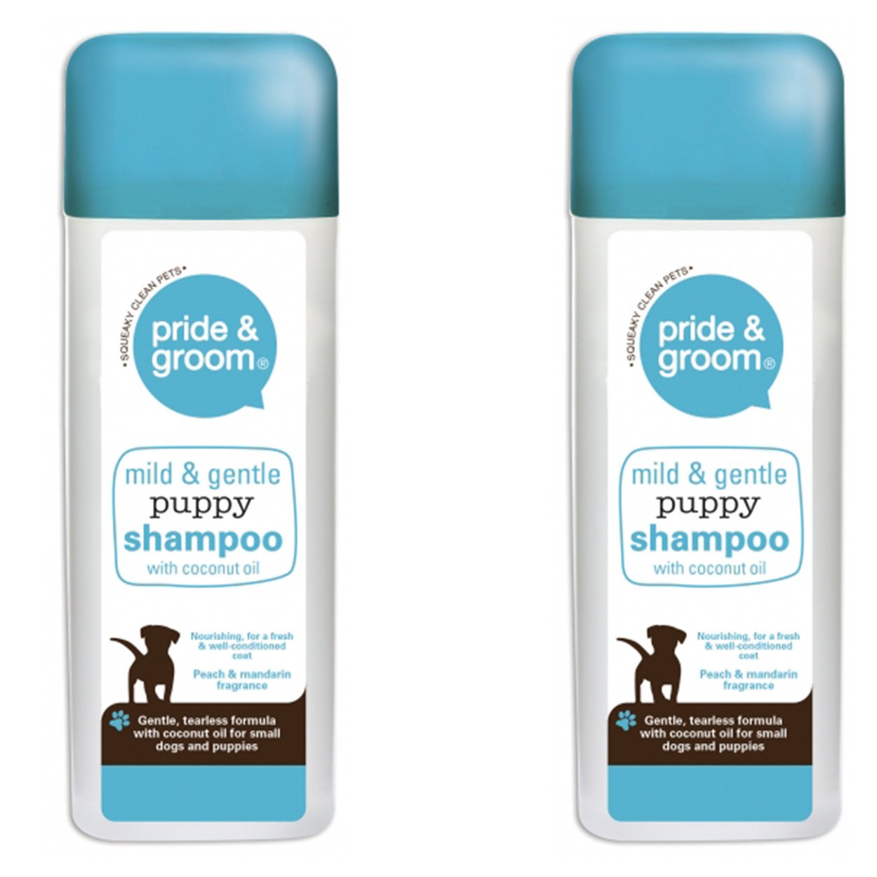 2 x Pride & Groom Mild & Gentle Puppy Shampoo Peach & Madrin 300ml