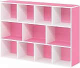 Furinno LUDER 11-Cube Bookshelf White Pink 73.9x105.9x23.9 cm Reversible view 6