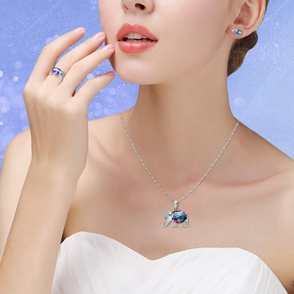 Uloveido Good Luck Crystal Elephant Earrings Ring and Necklace Jewelry Set for Mom Girls Birthday Gift T485 - Image 3