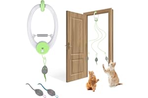 Bolpetizo Cat Toy Interactive for Indoor Cats, Smart USB Rechargeable Door Hanging Automatic Retractable Kitten Toys, Teaser Electronic USB Self Play Feather Cat String Toy Attached with 3 Catnip Mice