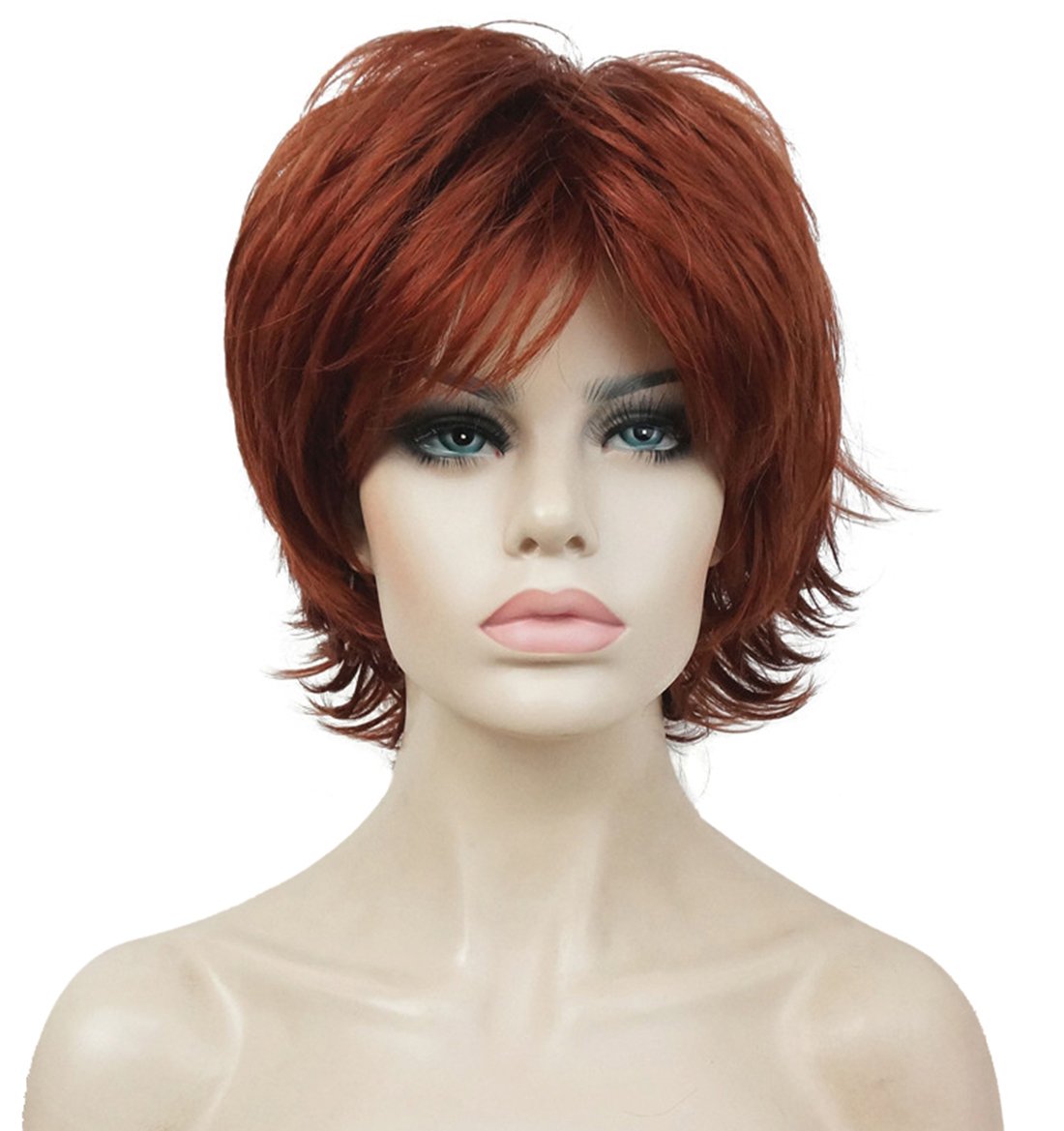 Lydell Short Layered Shaggy Full Synthetic Wig Wigs (130 Copper Red)