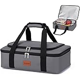 BlissfulSGDM Insulated Casserole Carrier, Leakproof Food Carriers for Hot or Cold food, Portable Thermal Bag for Travel/Potluck Parties/Picnic/Cookouts (Grey)