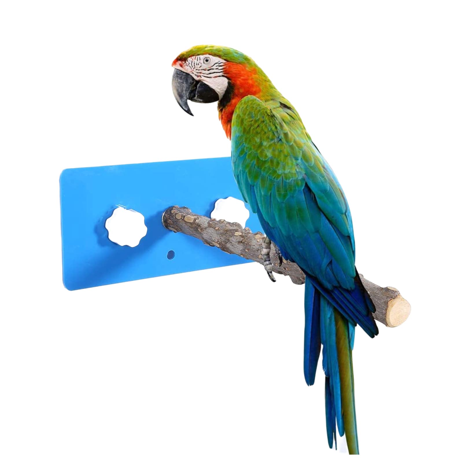 HEEPDD Parrot Perches, Fagara Wood Bird Perch for Budgies, Parakeets, Cockatiels, Cockatoos, African Greys, Suction Cup Window and Shower Perch Toy, 25cm, Silver