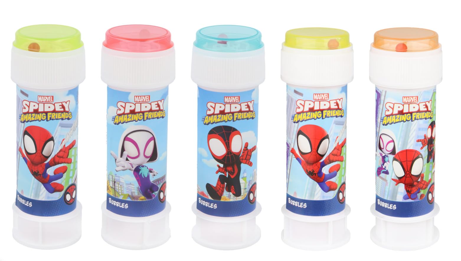 Anila's Spidey Bubble Tubs with Wands, 60ml Solution & Maze Lid, Set of 12, Party Bag Fillers & Favours, Ages 3+ (SPIDEY, 12, count) — image 1