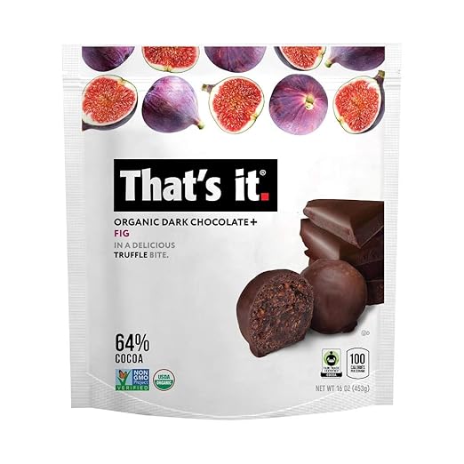 That's it. Organic Dark Chocolate Fig Truffles Fruit Bites 100% Real All-Natural No Artificial Ingredients Healthy Snack Gluten Free Non-GMO Paleo Kosher (Chocolate + Fig, 1lbs)