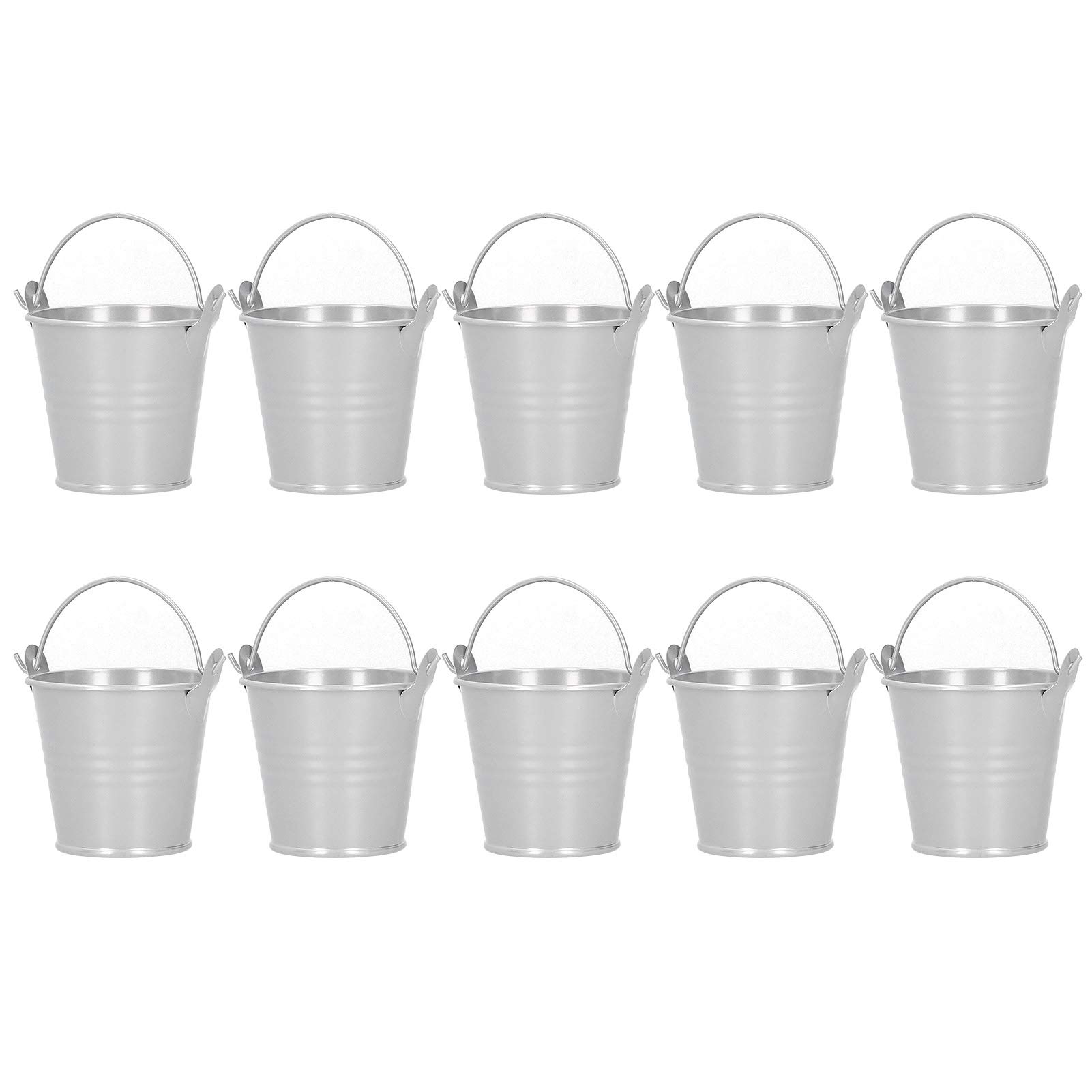 10PCS Metal Succulent Plant Pots - Mini Rust-Resistant Flower Pots for Indoor/Outdoor, Small Metal Bucket Planters for Balcony, Windowsill, Office Desk Decor (Silver)
