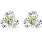 Pickleball Earrings Sterling Silver Pickleball Stud Earrings Sports Jewelry Gifts for Women Friends Players