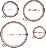 LAMXD 4 Sizes Imitated Wood Display Round Embroidery Hoop Set with Gold Eye view 3