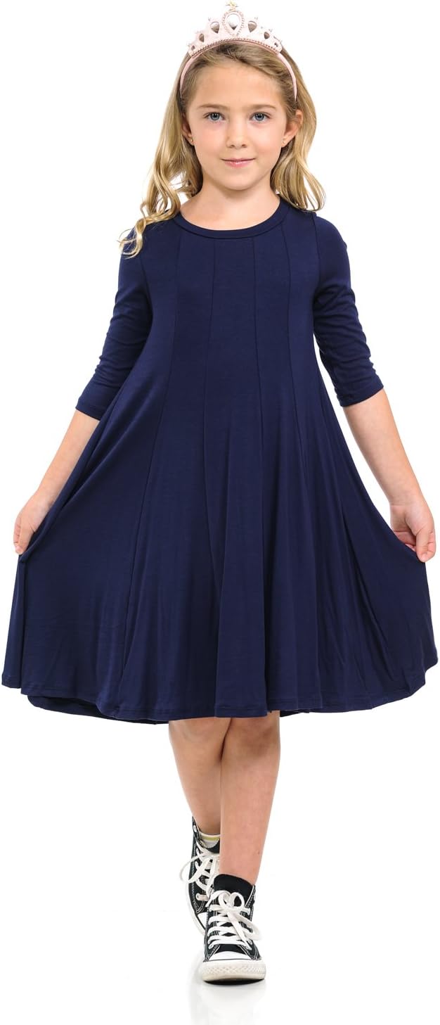 Honey Vanilla Girls' A-Line Trapeze Dress with Easy Removable Label