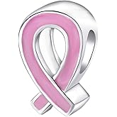 925 Sterling Silver Charm Ribbon Charm Breast Cancer Awareness Charm fit European Bracelet