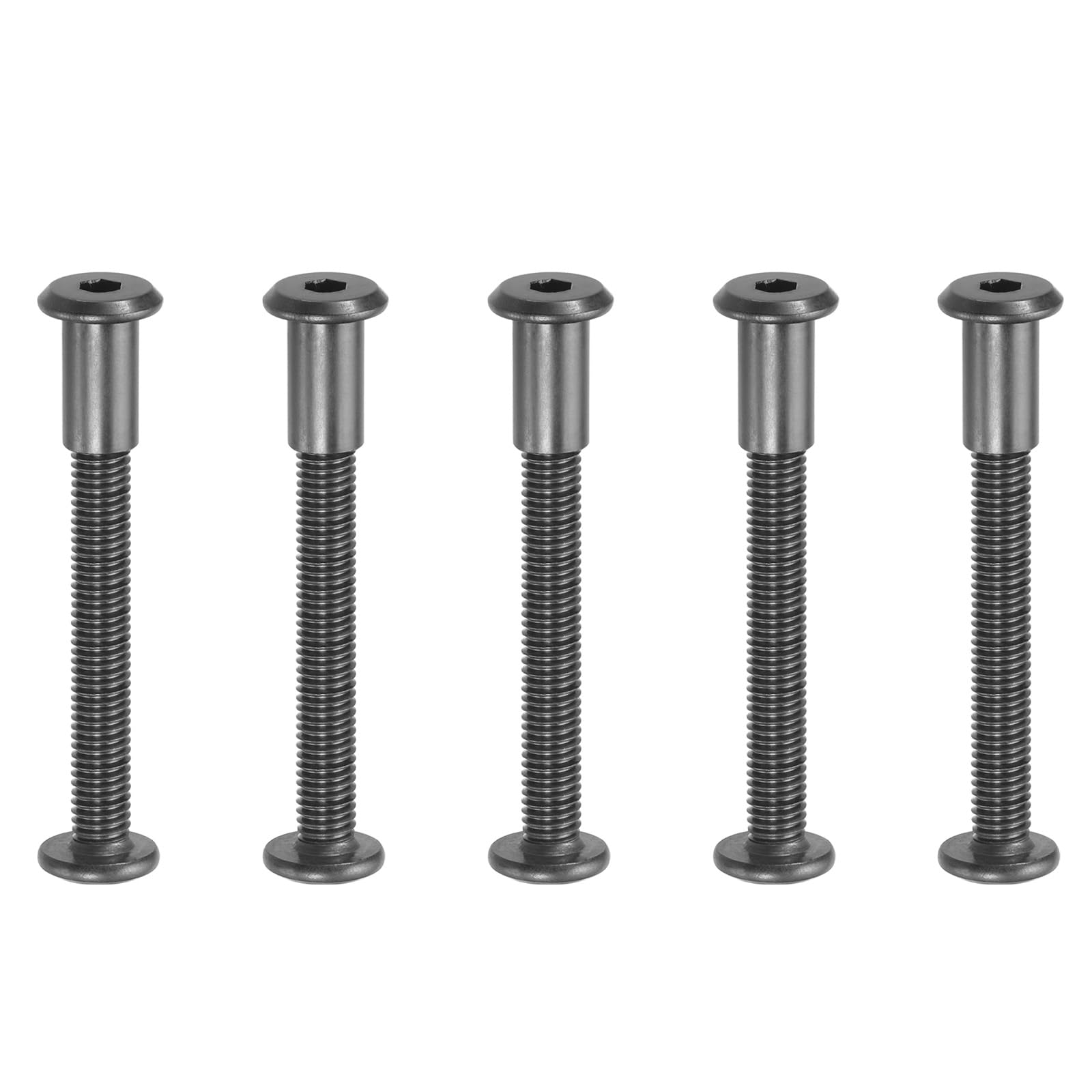 PATIKIL M8 x 45 mm Hex Chicago Screws, 5 Set Binding Screw Posts Connecting Hex Drive Socket Cap Bolt Nuts for Scrapbook Leather Belt Album Photo Furniture Repair, Black