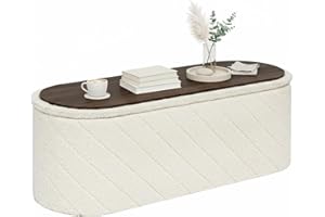 B FSOBEIIALEO Ottoman with Stroage, Boucle Round Storage Ottoman with Tray,Foot Rest Stool for Dorm Room, Living Room White, 