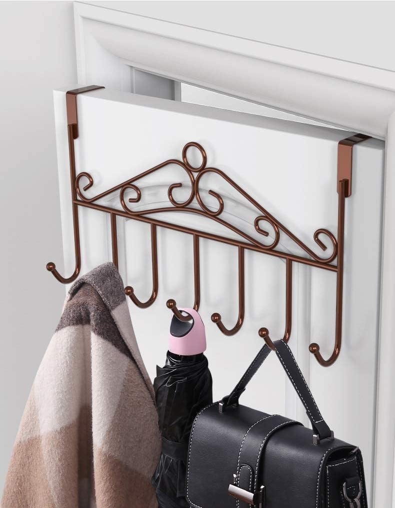 decorative over the door hangers on Retro Decorative Over Door Hangers With 7 Ball End Hook Metal Storage Organizer Rack To Hang Jackets Coats Hoodies Clothing Hats Scarves Purses Leashes Bath Towels Color White Size 7 Hook Over The Door Hooks Industrial Hardware