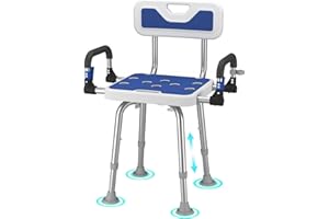 SEATYUPRO Shower Chair for Seniors Elderly Handicap Disabled Or Bariatric Adults Heavy Duty 500 Lbs Adjustable Stool with Arms and Back Bench Seat for Inside Shower Stall and Bathroom Bath Tub Chairs