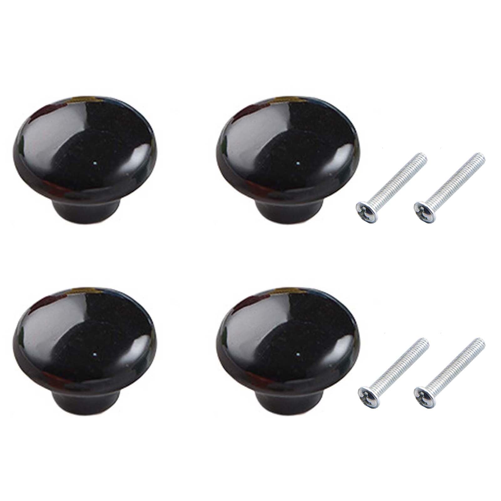 Yesmin 4 Pcs Colored Ceramic Drawer Handles,Cute Cabinet Handles,Wardrobe Door Single Hole Handles,Bedroom,Living Room,Kitchen Furniture-Black